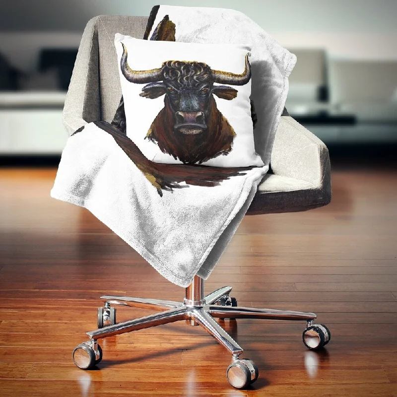 Acrylic blankets for a soft and affordable alternativeDesignart 'Furious Bull Illustration Art' Animal Throw Blanket